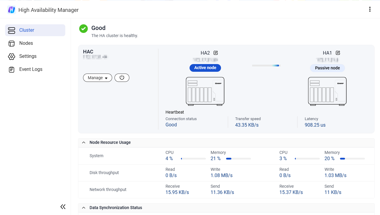 QNAP High Availability - Manage dual-node HA cluster easily